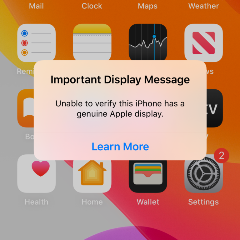 Apple iPhone 11 Display Alert after Screen Repair